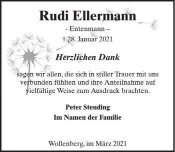 Traueranzeige von Rudi Ellermann von WochenSpiegel