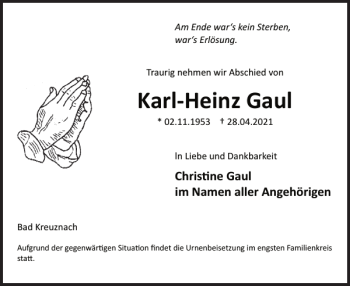 Traueranzeige von Karl-Heinz Gaul von WochenSpiegel