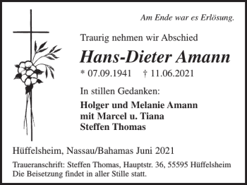 Traueranzeige von Hans-Dieter Amann von WochenSpiegel