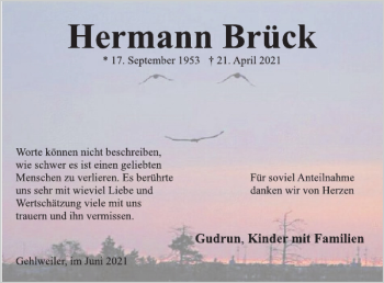 Traueranzeige von Hermann Brück von WochenSpiegel