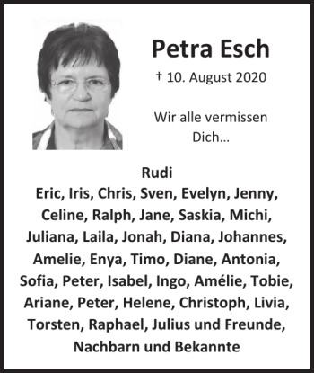 Traueranzeige von Petra Esch von WochenSpiegel