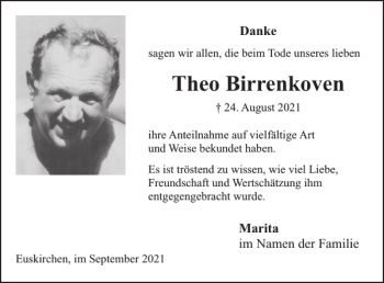 Traueranzeige von Theo Birrenkoven von WochenSpiegel