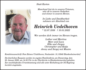 Traueranzeige von Heinrich Uedelhoven von WochenSpiegel