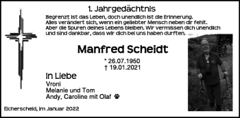 Traueranzeige von Manfred Scheidt von WochenSpiegel