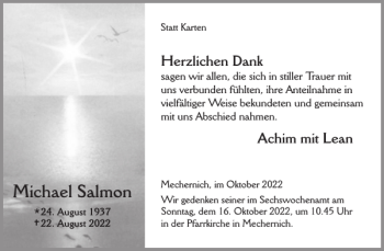 Traueranzeige von Michael Salmon von WochenSpiegel