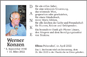 Traueranzeige von Werner Konzen von WochenSpiegel