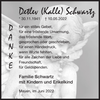 Traueranzeige von Detlev Kalle Schwartz von WochenSpiegel