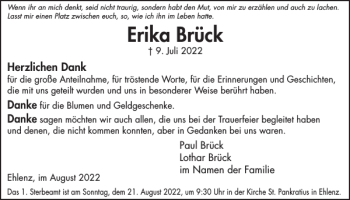 Traueranzeige von Erika Brück von WochenSpiegel