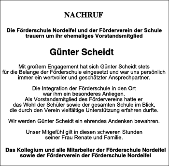 Traueranzeige von Guenter Scheidt von WochenSpiegel