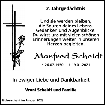 Traueranzeige von Manfred Scheidt von WochenSpiegel