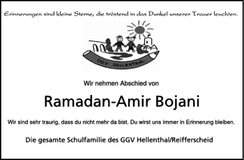 Traueranzeige von Ramadan-Amir Bojani von WochenSpiegel