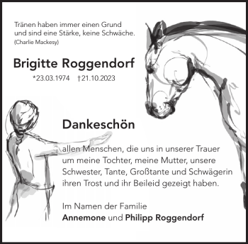 Traueranzeige von Brigitte Roggendorf von Wochenspiegel