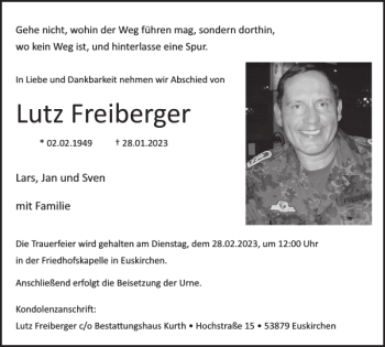 Traueranzeige von Lutz Freiberger von WochenSpiegel