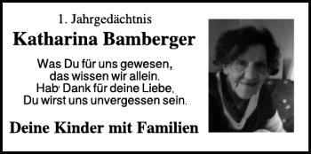 Traueranzeige von Katharina Bamberger von WochenSpiegel