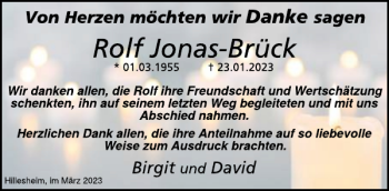 Traueranzeige von Rolf-Jonas Brück von WochenSpiegel