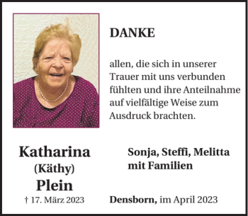 Traueranzeige von Katharina Plein von WochenSpiegel