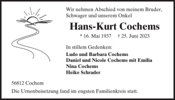 Traueranzeige von Hans-Kurt Cochems von WochenSpiegel