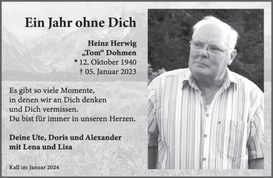 Traueranzeige von Heinz Herwig von WochenSpiegel