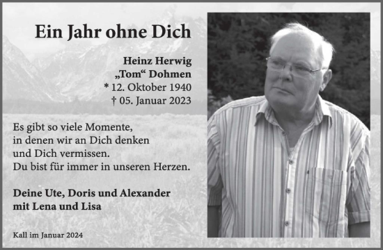 Traueranzeige von Heinz Herwig von WochenSpiegel