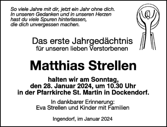 Traueranzeige von Matthias Strellen von WochenSpiegel