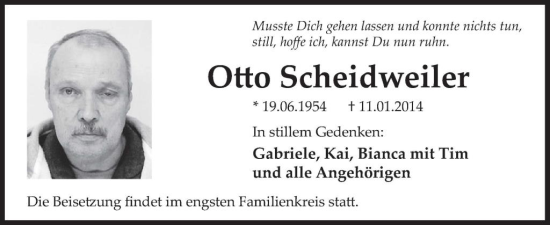 Traueranzeige von Otto Scheidweiler von WochenSpiegel