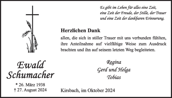 Traueranzeige von Ewald Schumacher von WochenSpiegel