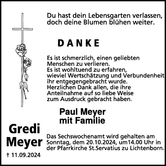 Traueranzeige von Gerdi Meyer von WochenSpiegel
