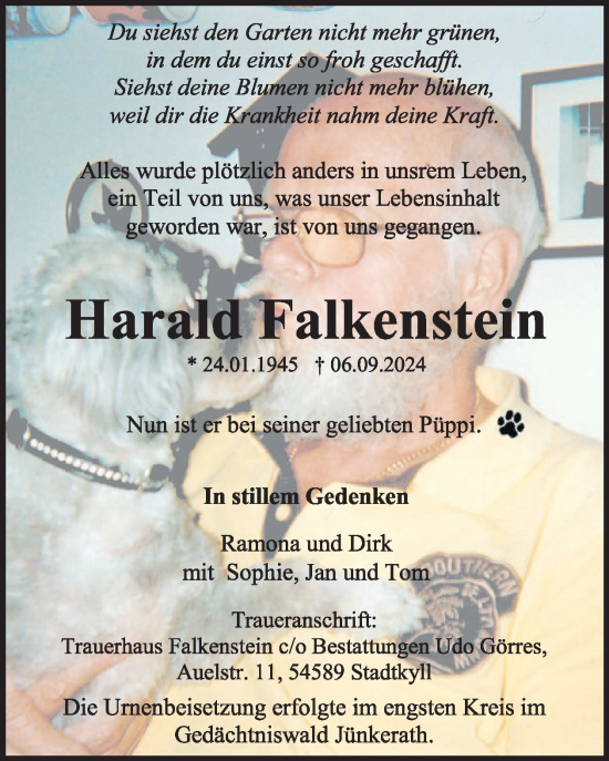 Traueranzeige von Harald Falkenstein von WochenSpiegel