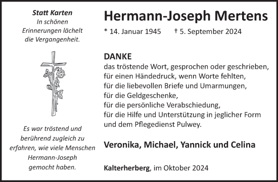 Traueranzeige von Hermann-Joseph Mertens von WochenSpiegel