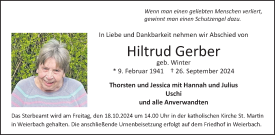 Traueranzeige von Hiltrud Gerber von WochenSpiegel