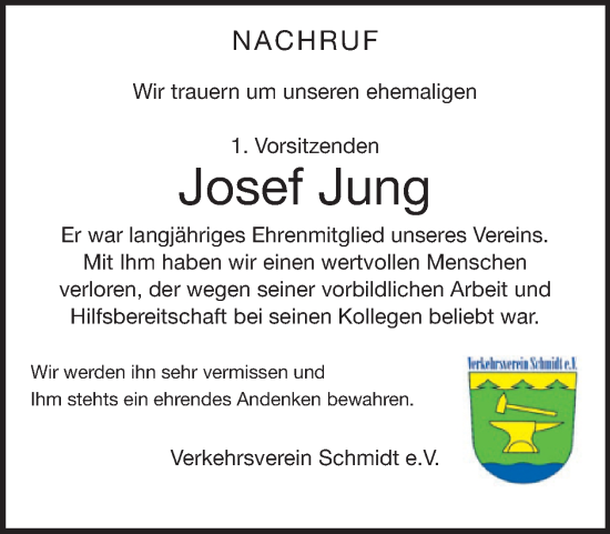 Traueranzeige von Josef Jung von WochenSpiegel