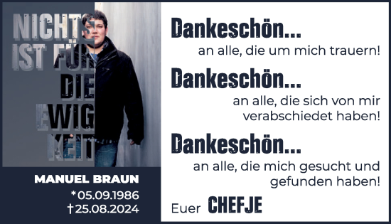 Traueranzeige von Manuel Braun von WochenSpiegel