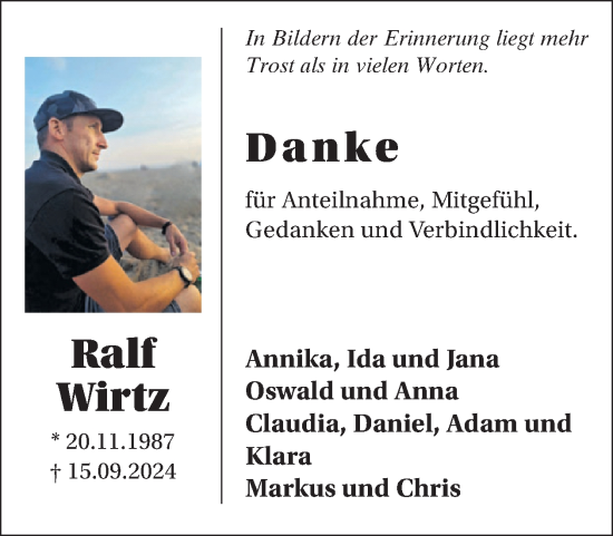 Traueranzeige von Ralf Wirtz von WochenSpiegel