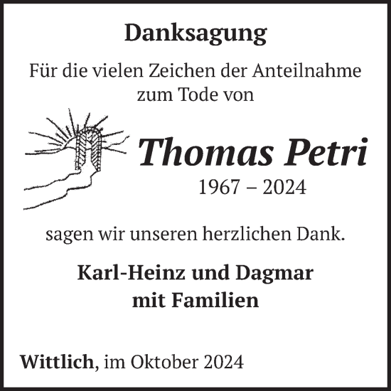 Traueranzeige von Thomas Petri von WochenSpiegel