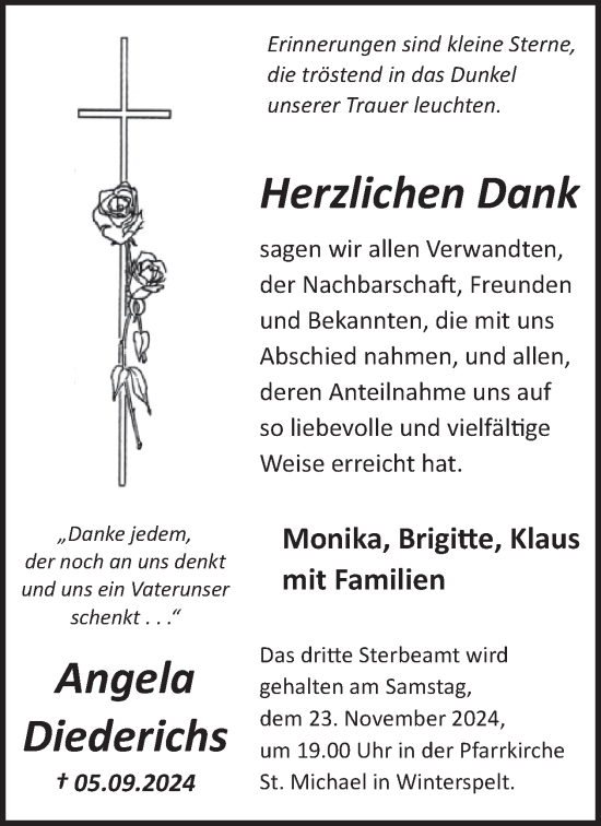 Traueranzeige von Angela Diederichs von WochenSpiegel