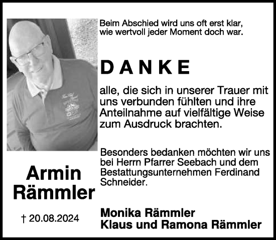 Traueranzeige von Armin Rämmler von WochenSpiegel