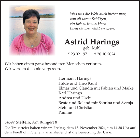 Traueranzeige von Astrid Harings von WochenSpiegel