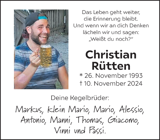 Traueranzeige von Christian Rütten von WochenSpiegel