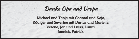 Traueranzeige von Danke Opa und Uropa  von WochenSpiegel