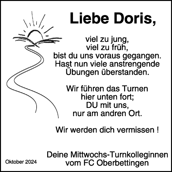 Traueranzeige von Doris  von WochenSpiegel