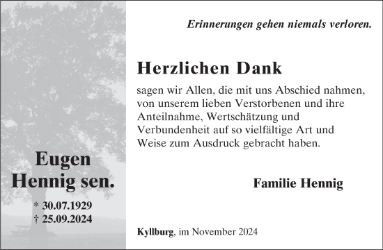 Traueranzeige von Eugen Hennig von WochenSpiegel