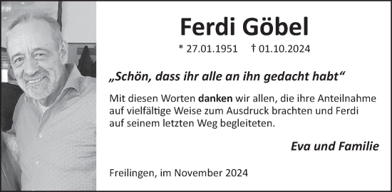 Traueranzeige von Ferdi Göbel von WochenSpiegel