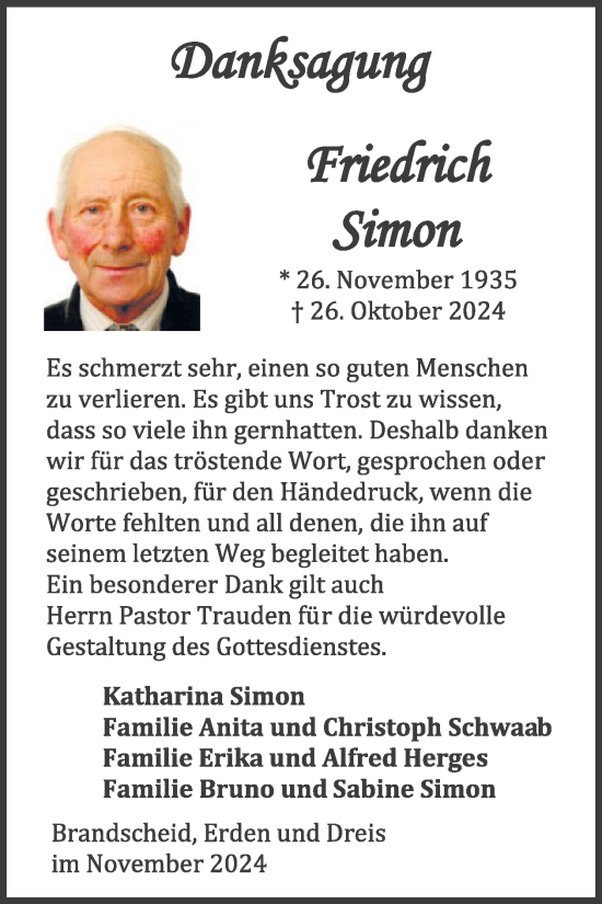 Traueranzeige von Friedrich Simon von WochenSpiegel