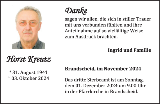 Traueranzeige von Horst Kreutz von WochenSpiegel