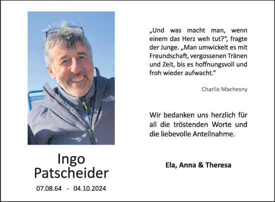 Traueranzeige von Ingo Patscheider von WochenSpiegel