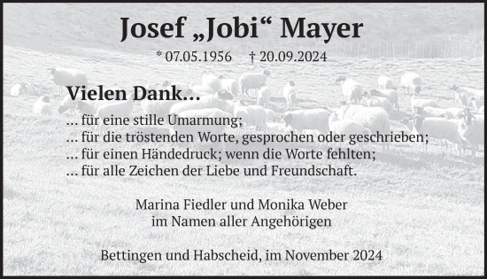 Traueranzeige von Josef Mayer von WochenSpiegel