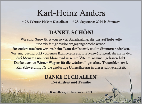 Traueranzeige von Karl-Heinz Anders von WochenSpiegel