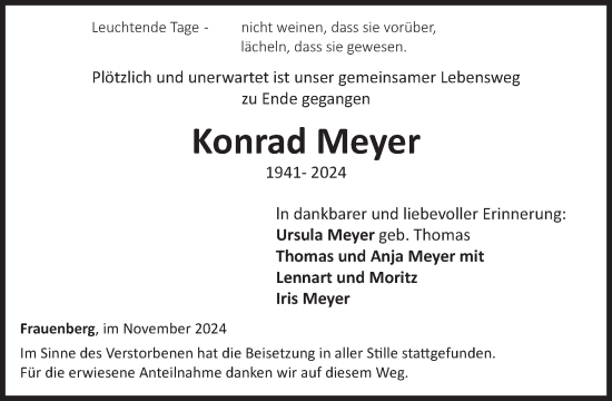 Traueranzeige von Konrad Meyer von WochenSpiegel