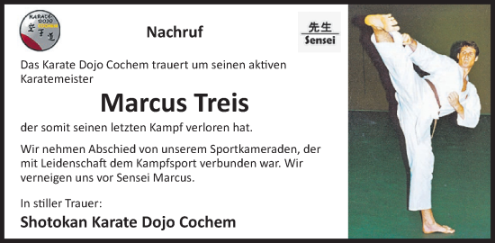 Traueranzeige von Marcus Treis von WochenSpiegel