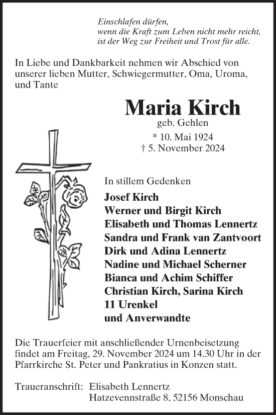 Traueranzeige von Maria Kirch von WochenSpiegel